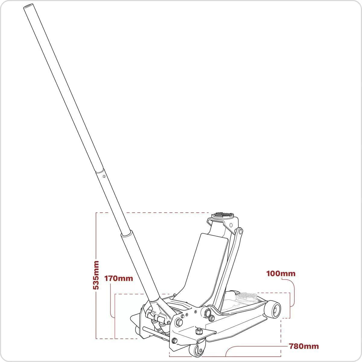 Sealey 3000SER Trolley Jack 3 Tonne Low Profile Rocket Lift