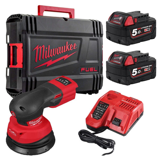 Milwaukee M18FROS125-502X 18V Brushless 125mm Random Orbital Sander with 2 x 5.0Ah Battery, Charger & Case 4933498255