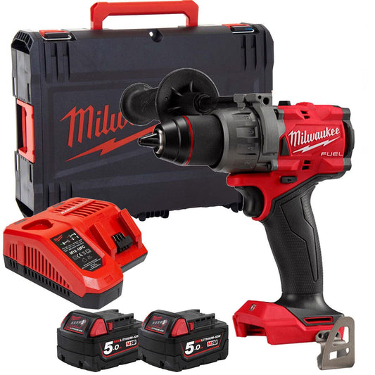Milwaukee M18FPD3-0X 18V Fuel Brushless Combi Drill with 2 x 5.0Ah Batteries Charger & Case