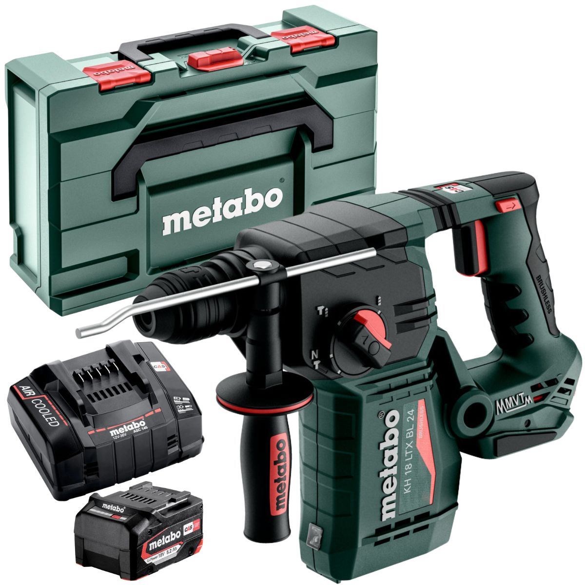 Metabo KH 18 LTX BL 24 18V Brushless SDS+ Hammer Drill with 1 x 5.2Ah Battery Charger & Metabox