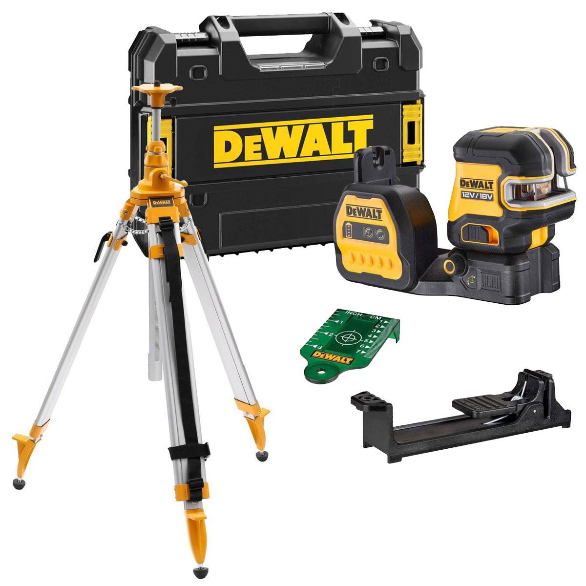 Dewalt DCE825NG18 12/18V 5 Spot & Cross Green Beam Laser Body with DE0735 Tripod