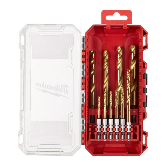 Milwaukee 10 Piece Shockwave Red Hex HSS-TIN Metal Drill Bit Set 4932493865