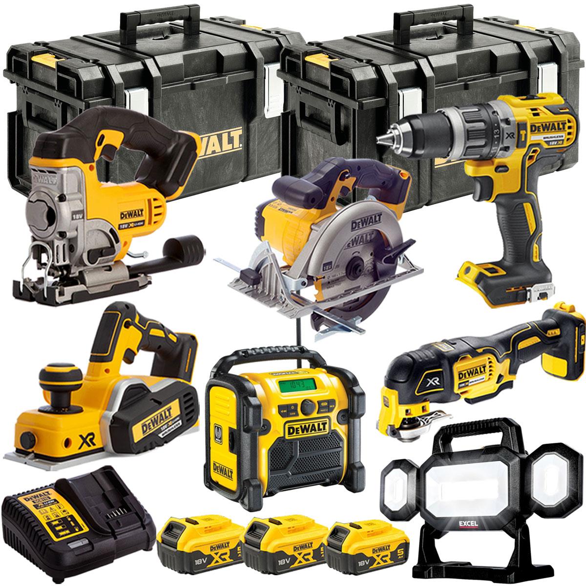 Dewalt 18V 7 Piece Power Tool Kit with 3 x 5.0Ah Batteries & Charger T4TKIT-443