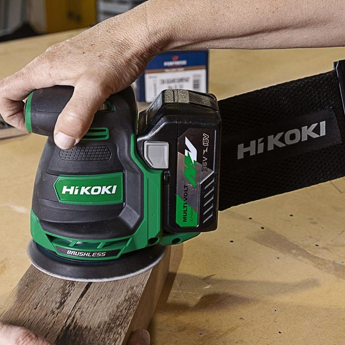 Hikoki SV1813DAJ2Z 18V Brushless 125mm Random Orbit Sander with 1 x 2.5Ah/5.0Ah Battery Charger & Bag