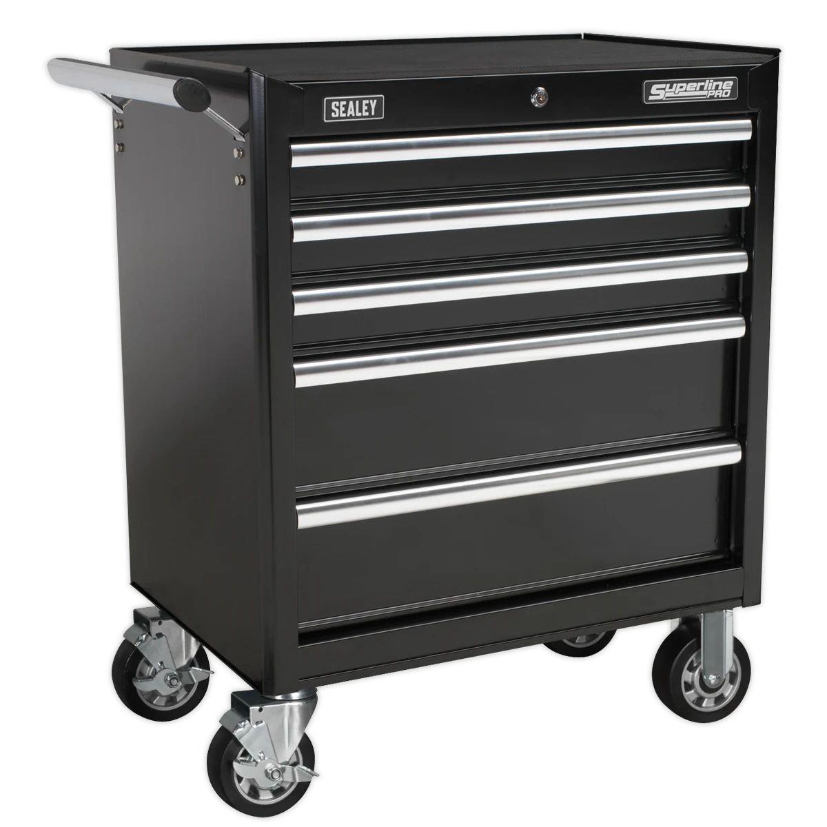 Sealey AP33459B Rollcab 5 Drawer with Ball Bearing Runners Black