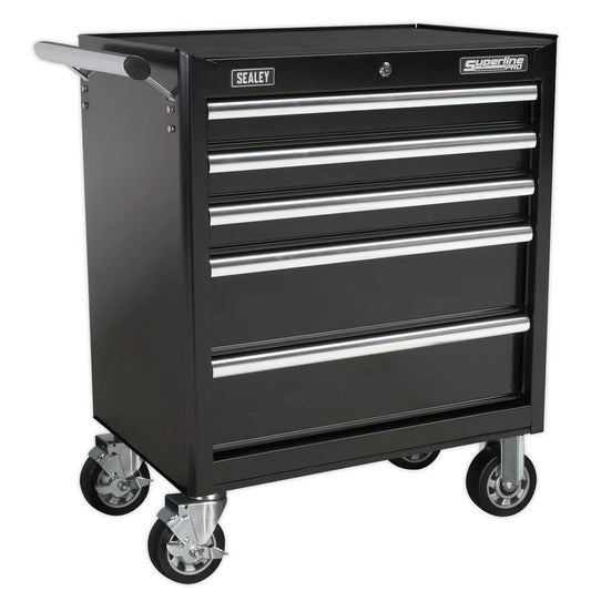 Sealey AP33459B Rollcab 5 Drawer with Ball Bearing Runners Black