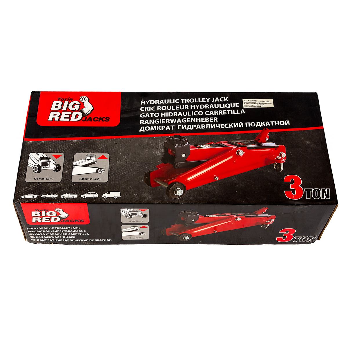 Big Red Torin 3-Ton Hydraulic Jack, Lifting Range 135-400 mm