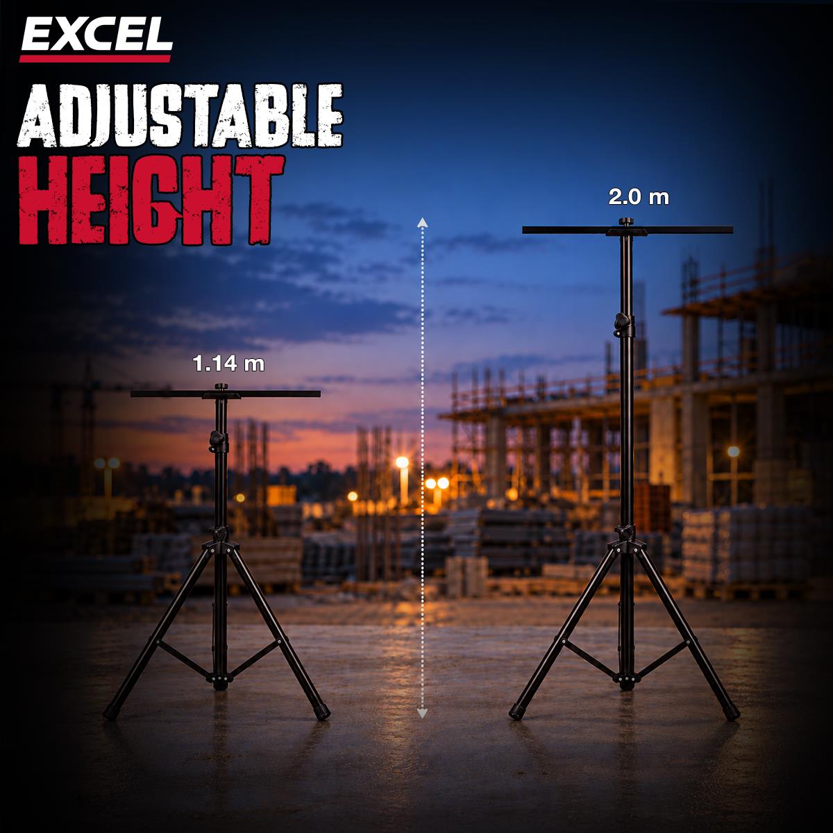 Excel 2M Tripod with Crossbar For Flood, Site & Work Lights
