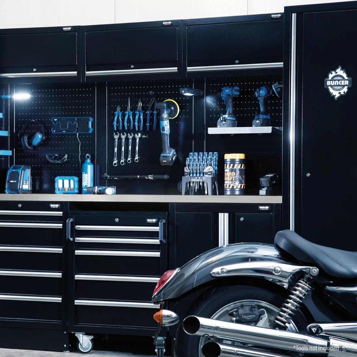 Draper MS400COMBO/16B BUNKER Modular Storage Combo with Stainless Steel Worktop 16 Piece 04402