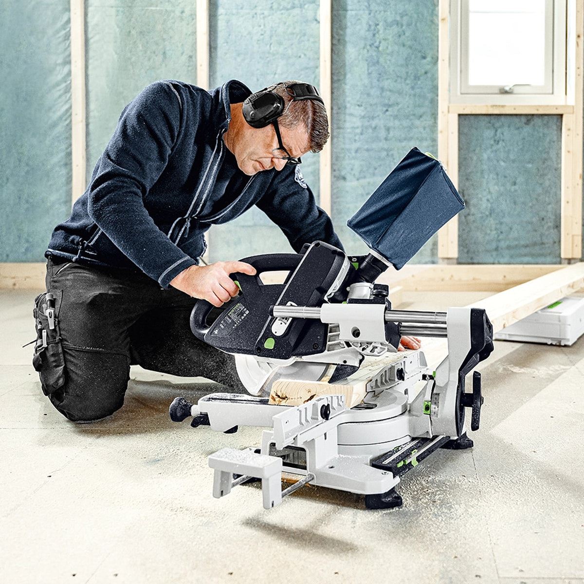 Festool KAPEX KSC 60 EB-Basic 36V 216mm Sliding Compound Mitre Saw - 577775 With 2x5,0/TCL 6 DUO GB Energy Set 577708