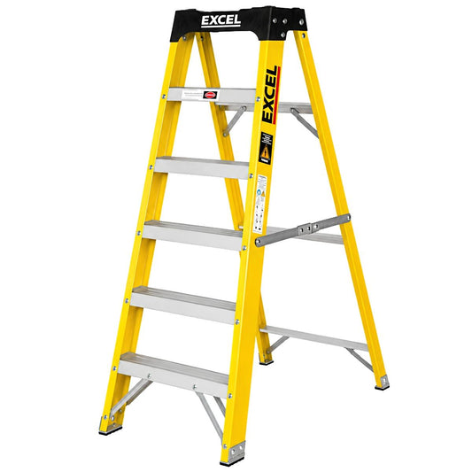 Excel Electricians Fibreglass Step Ladder 6 Tread 1.44m Heavy Duty