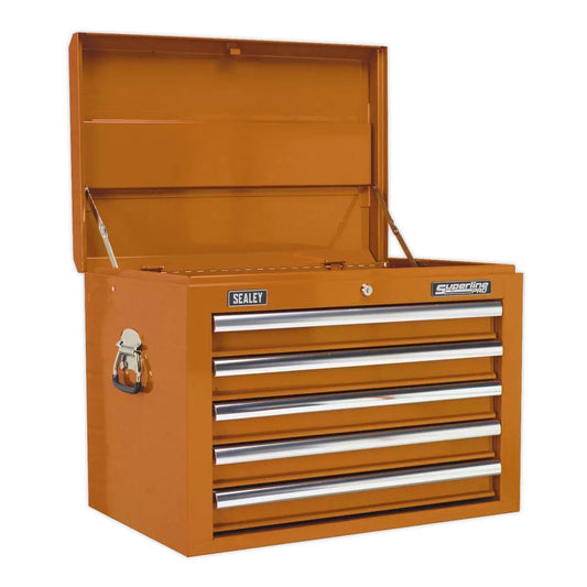 Sealey AP26059TO Topchest 5 Drawer with Ball Bearing Runners Orange