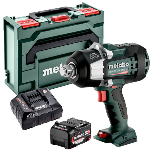 Metabo SSW 18 LTX 1750 BL 18V Brushless 3/4" Impact Wrench with 1 x 4.0Ah Battery Charger & Metabox