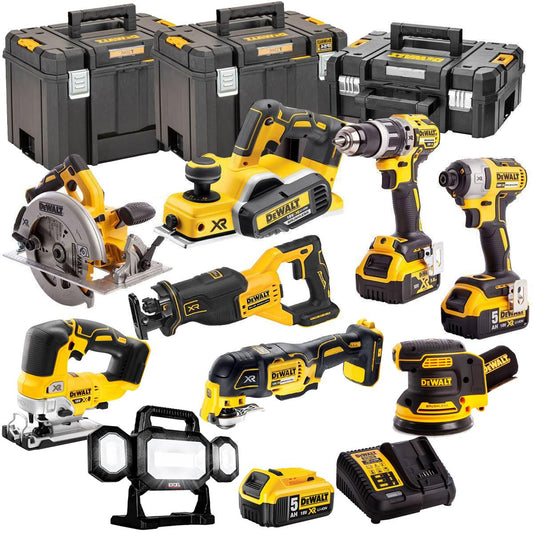 Dewalt DEWKIT91 18V Cordless 9 Piece Kit with 3 x 5.0Ah Batteries & Charger in Case