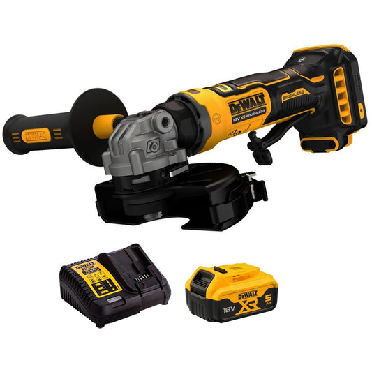 Dewalt DCG404N-XJ 18V XR Brushless Angle Grinder With 1 x 5.0Ah Battery & Charger