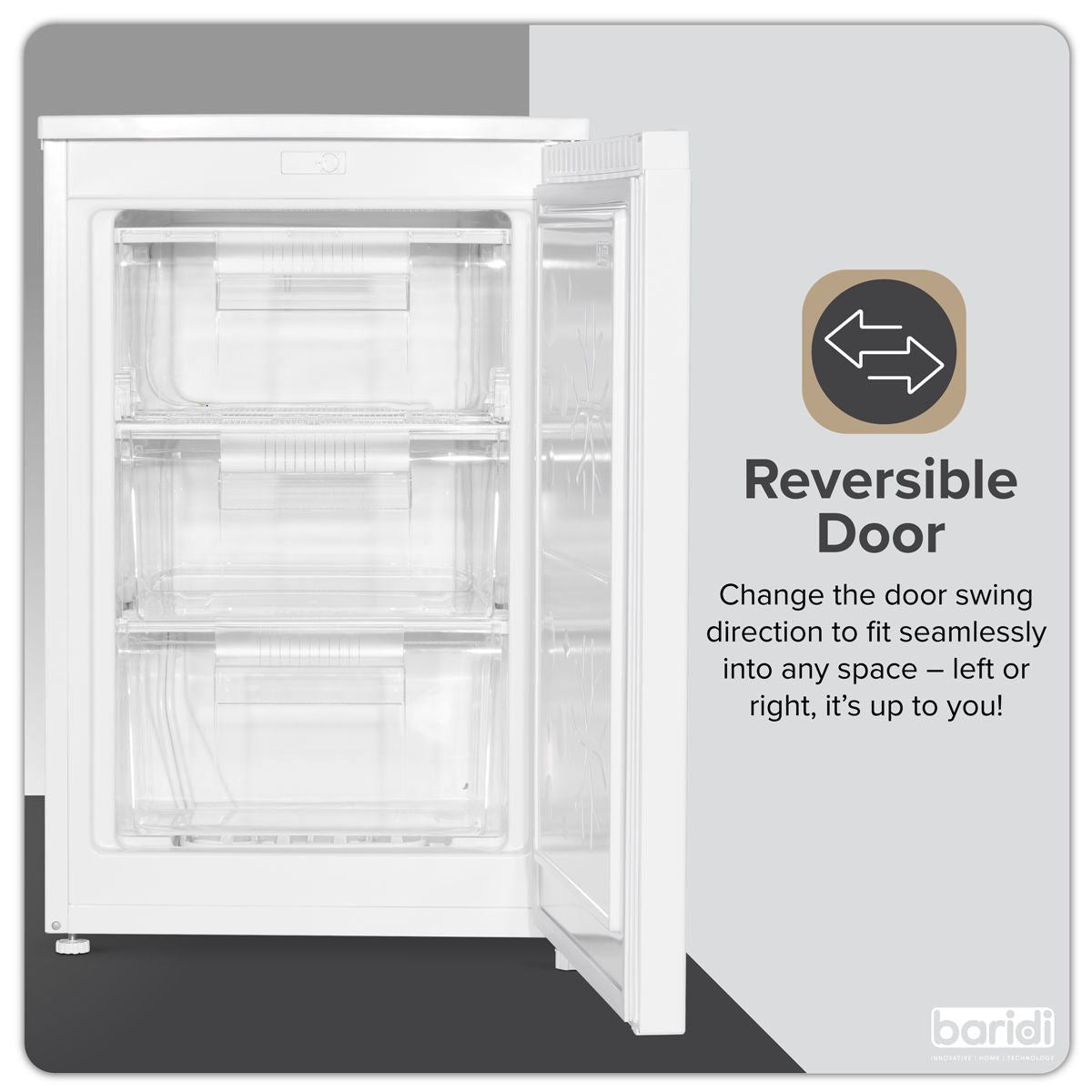 Sealey DH250 Baridi 55cm Undercounter Freezer with Adjustable Thermostat 85L White