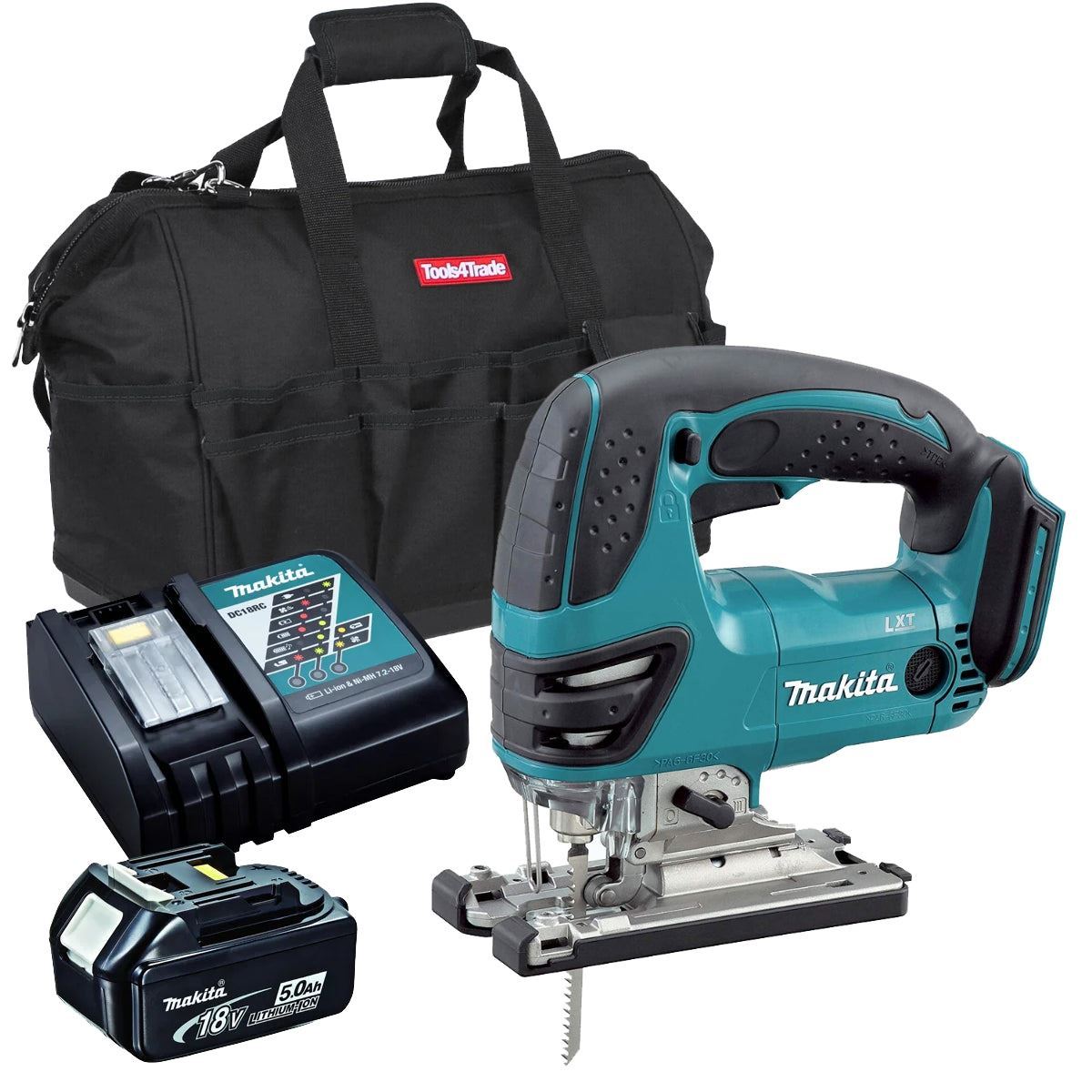 Makita DJV180Z 18V Cordless Jigsaw with 1 x 5.0Ah Battery Charger & Tool Bag