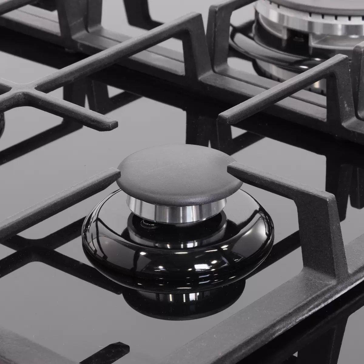 Sealey DH383 Baridi 90cm Gas Hob Black Glass with 5 Burners, Cast Iron Supports & Auto Ignition 11kW/230V