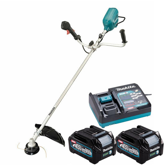 Makita UR012GZ04 Twin 40Vmax XGT Brushless Brush Cutter with 2 x 2.5Ah Battery & Charger