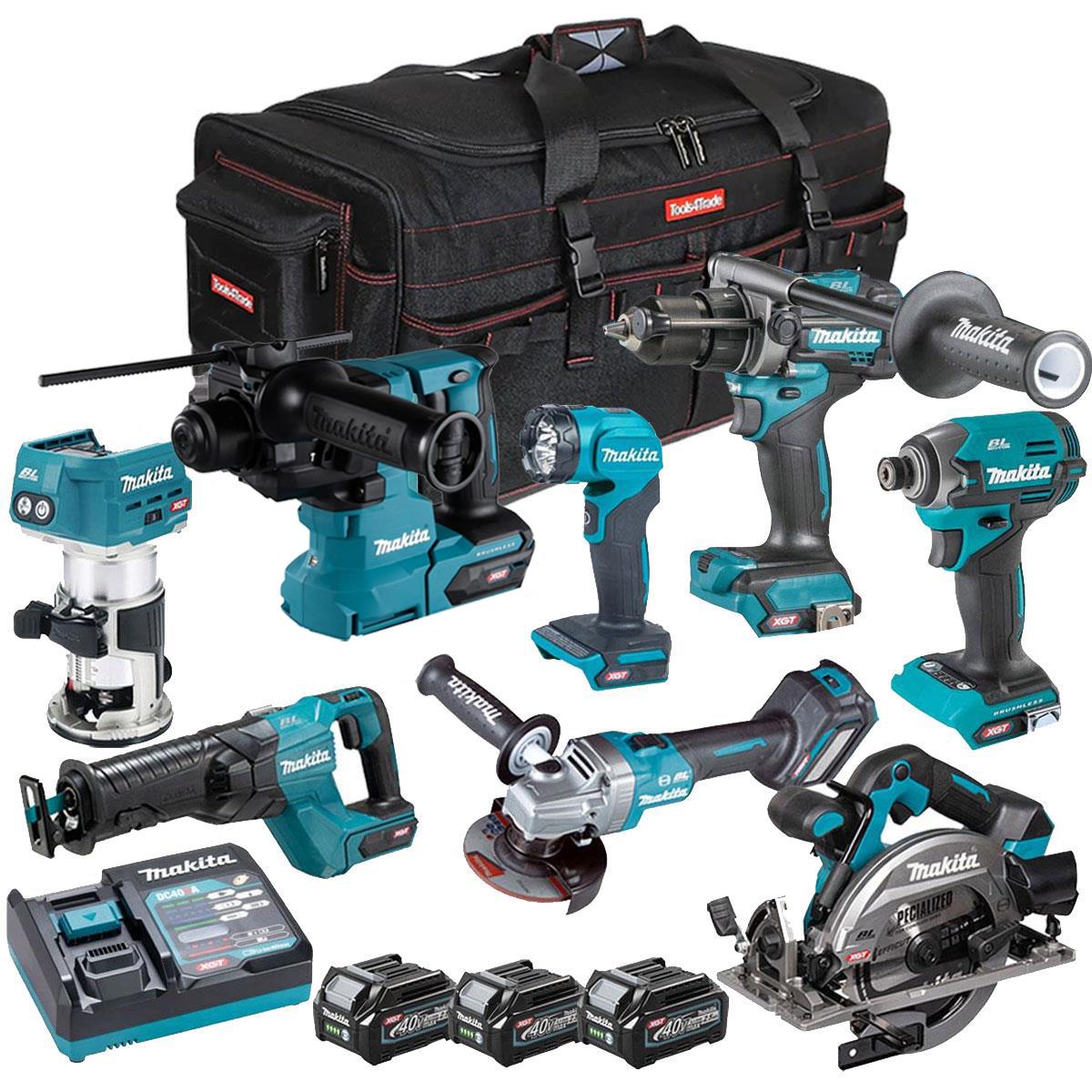 Makita 40V XGT 8 Piece Brushless Power Tool Kit with 3 x 2.5Ah Battery T4TKIT-16058