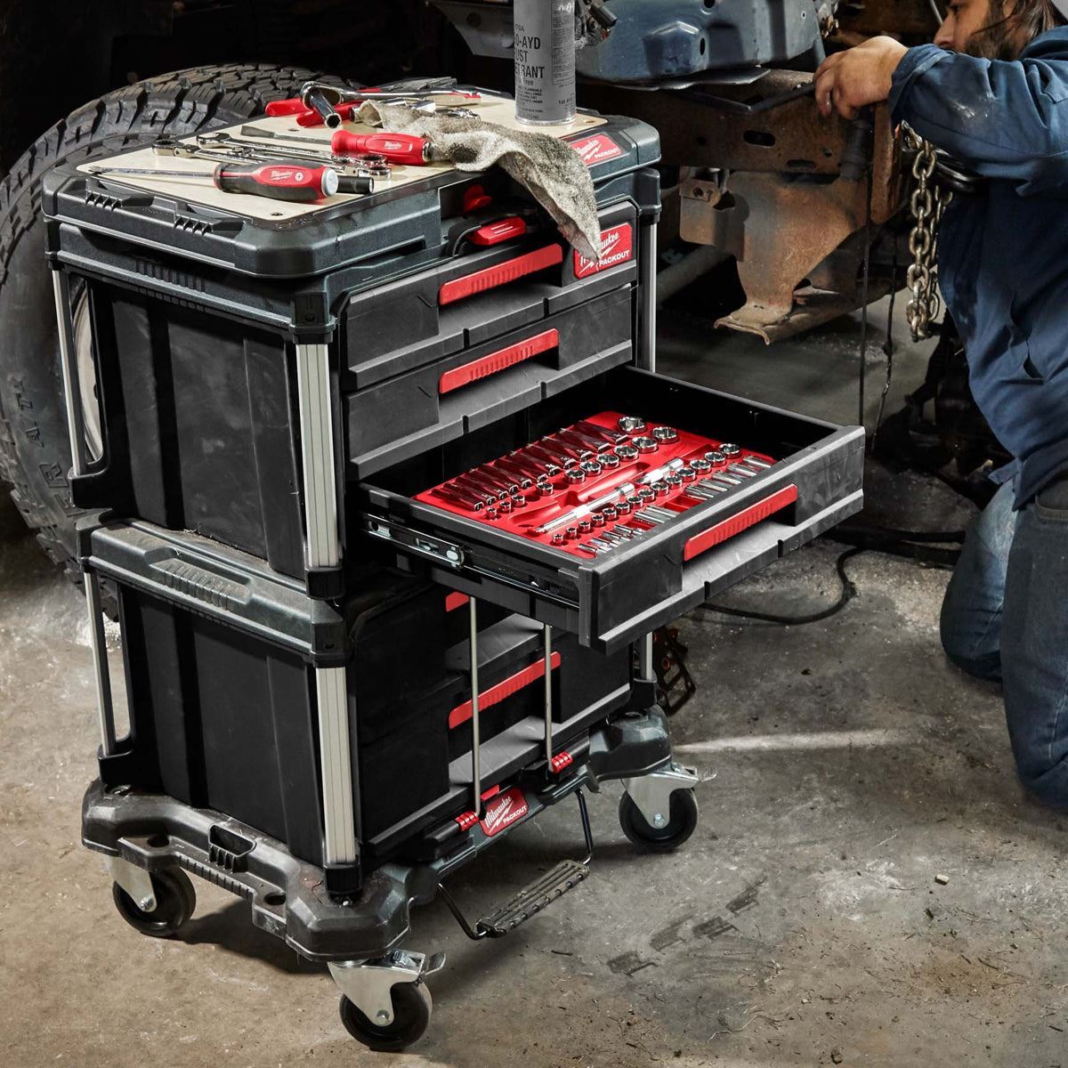 Milwaukee Packout 3 Drawer Tool Box with 2 Drawer Tool Box