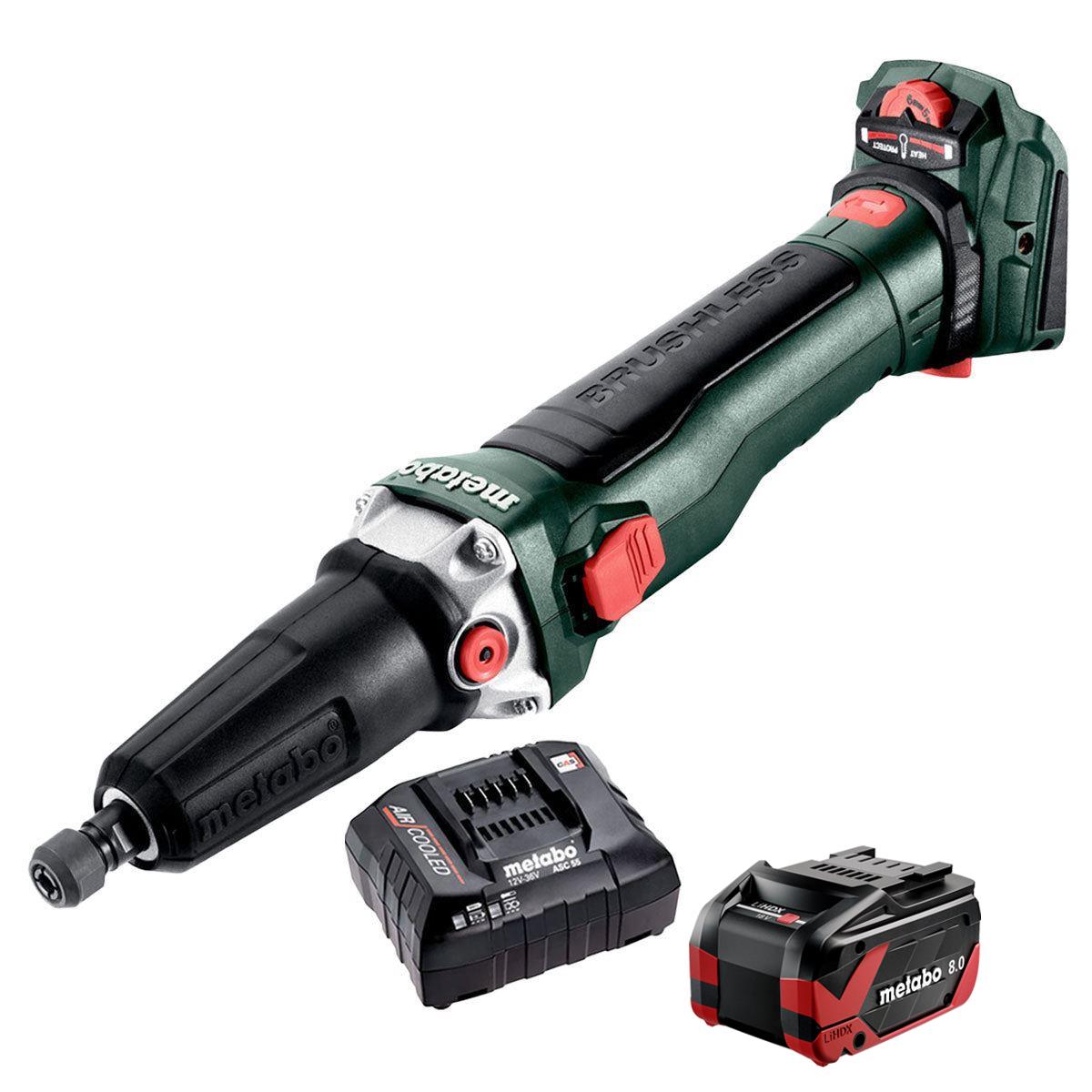 Metabo GVB 18 LTX BL 11-28 18V Brushless Die Grinder with 1 x 8.0Ah Battery & Charger