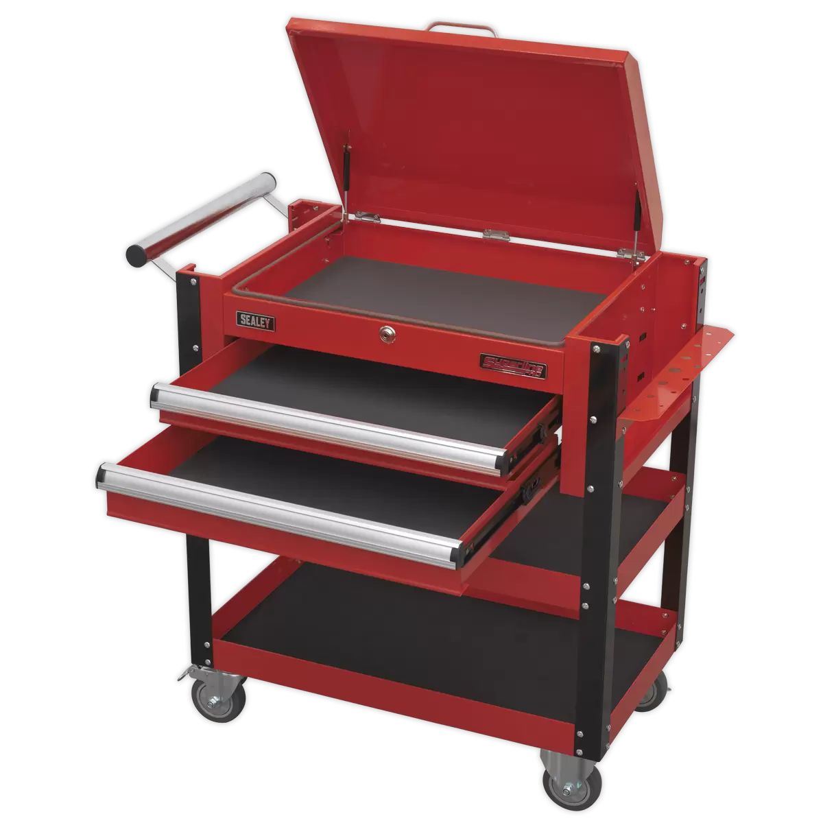 Sealey AP760M Heavy-Duty Mobile Tool Parts Trolley 2 Drawers Lockable Top Red