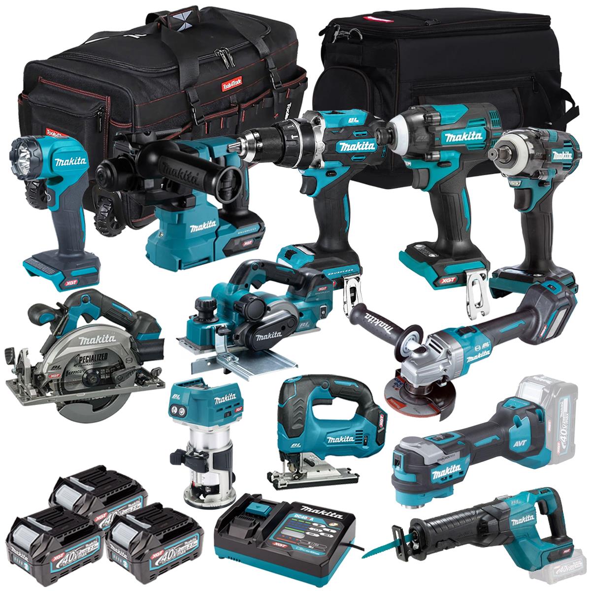 Makita 40V 12 Piece Combo Kit with 3 x 2.5Ah Batteries & Charger T4TKIT-7323
