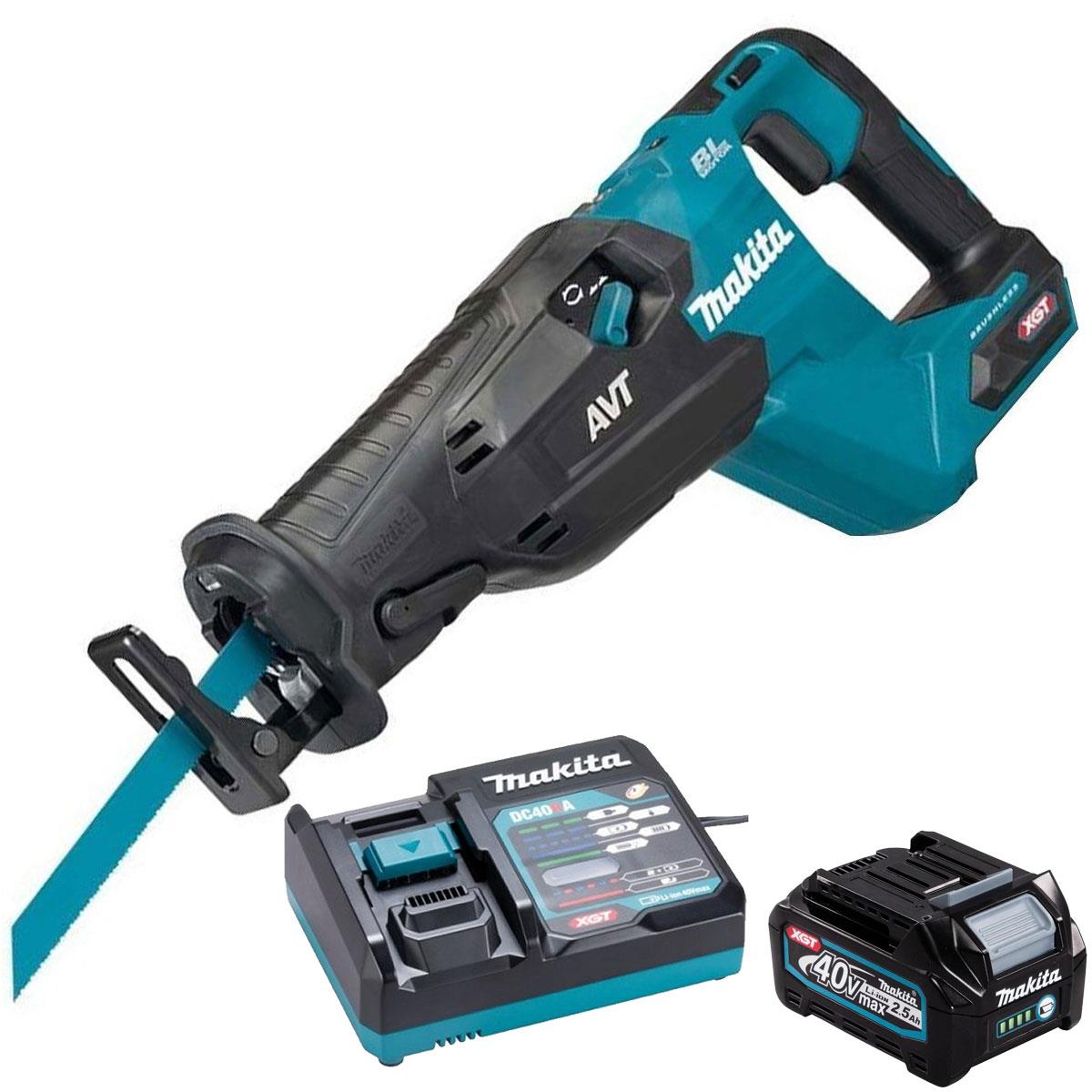 Makita JR002GZ 40V XGT Brushless Reciprocating Saw with 1 x 2.5Ah Battery & Charger