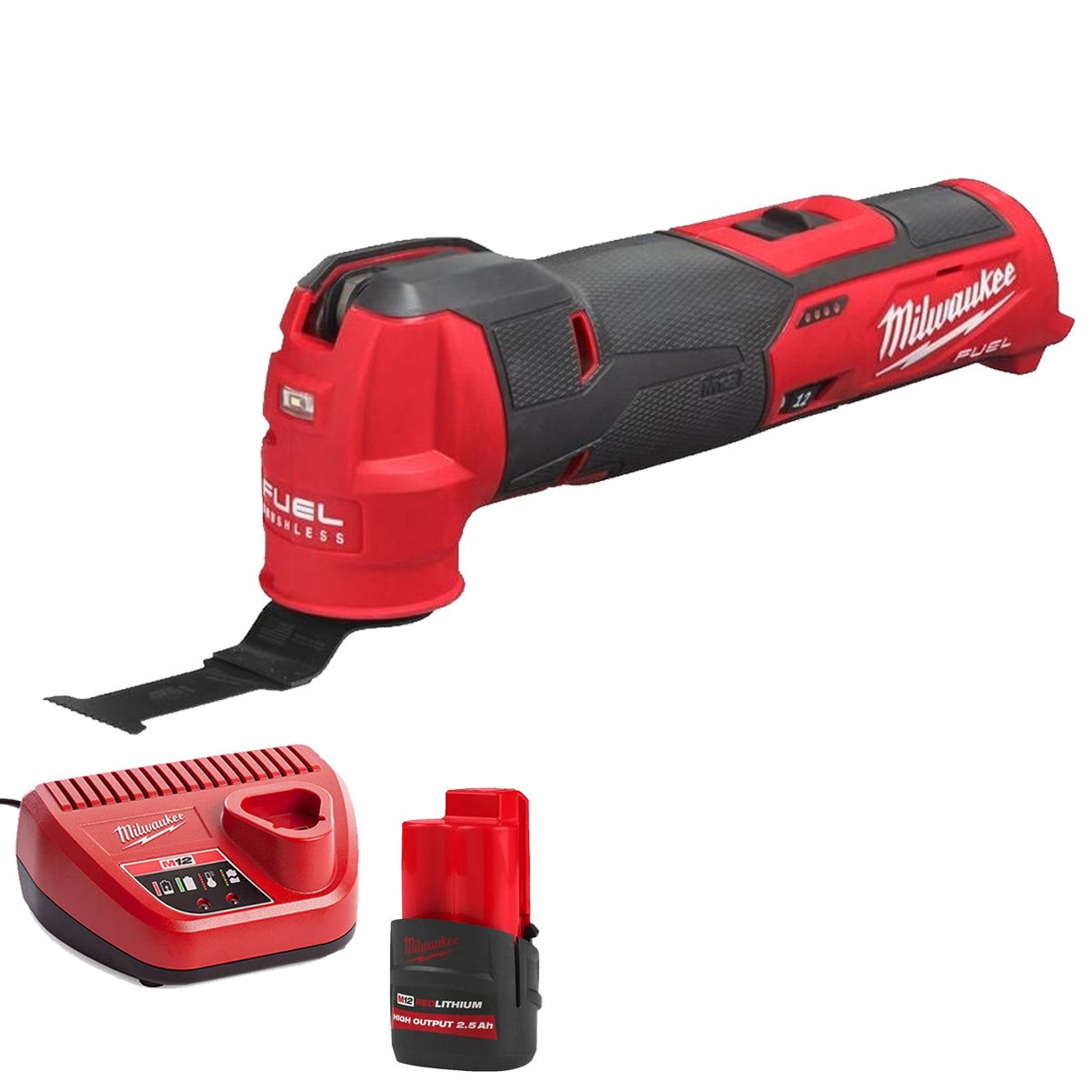 Milwaukee M12FMT-0 12V Brushless Multi Tool with 1 x 2.5Ah Battery & Charger
