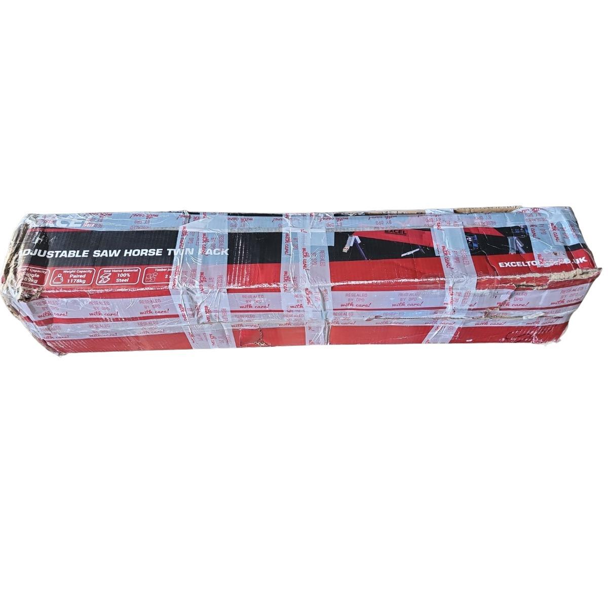 Excel Steel Sawhorse Heavy Duty Adjustable Legs Twin Pack 1178Kg Capacity Item Condition Damaged Box