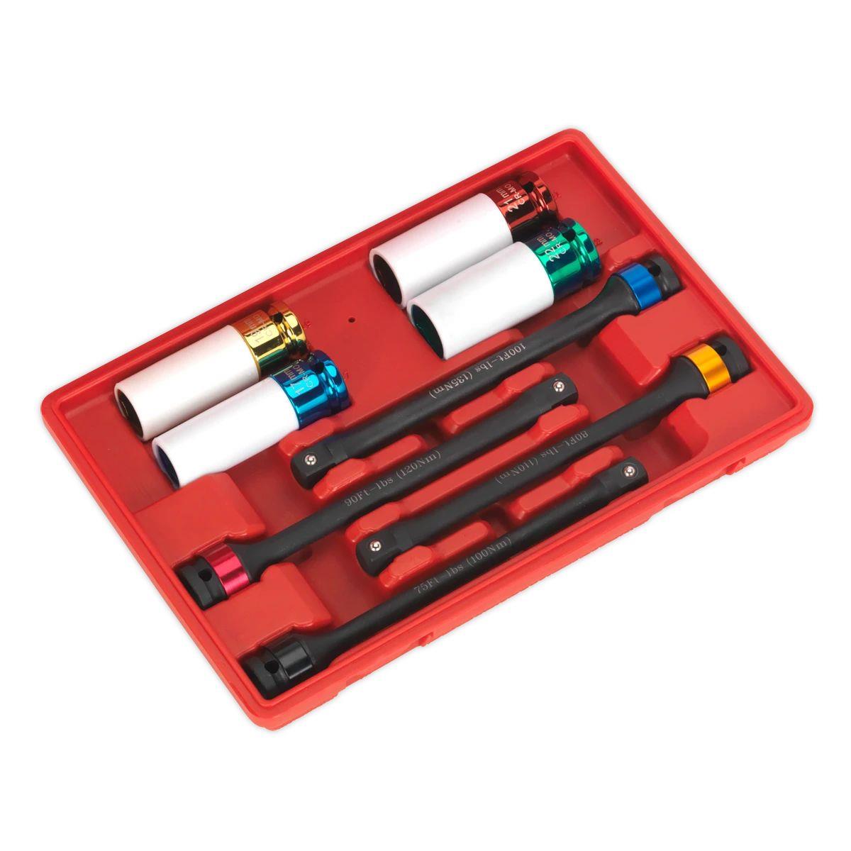 Sealey AK2243 Torque Stick & Aluminium Wheel Impact Socket Set 8pc 1/2