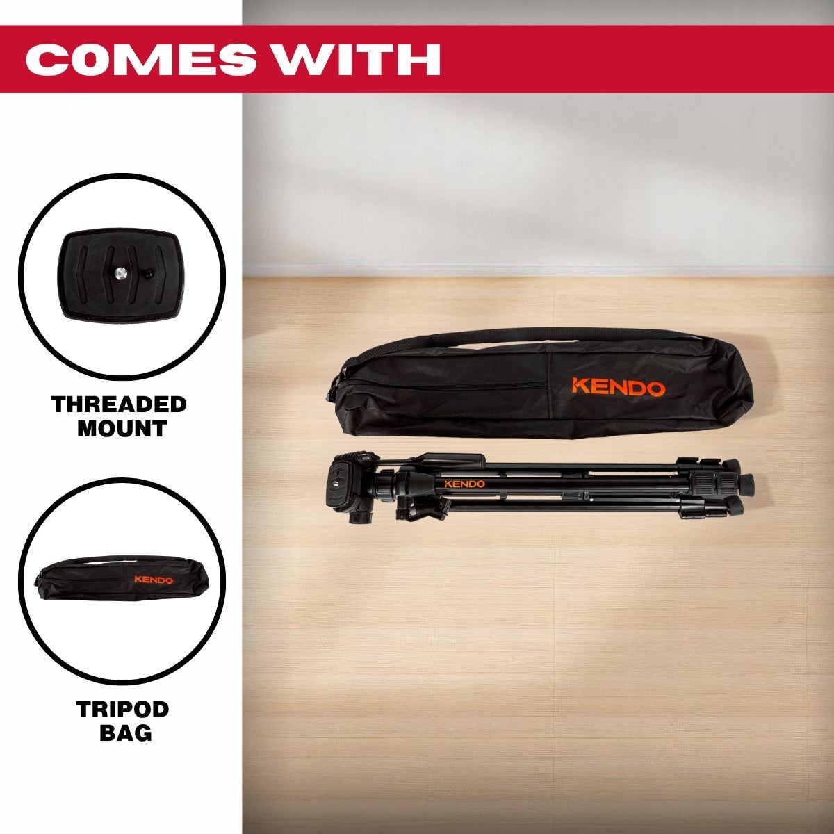 Kendo Adjustable Tripod 0.6–1.5m with Carry Bag