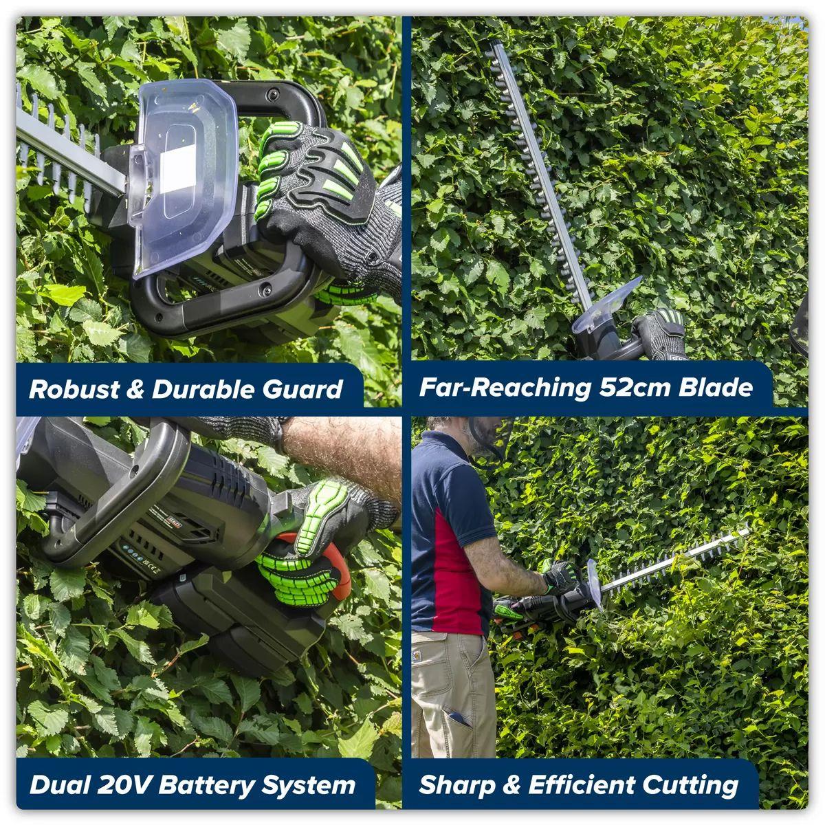 Sealey CP40VHTKIT 40V Hedge Trimmer 52cm Kit With 2 x 4Ah Batteries, Charger