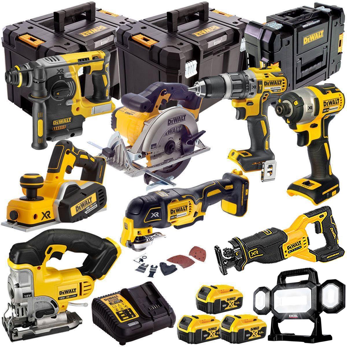 Dewalt 18V 9 Piece Power Tool Kit with 3 x 5.0Ah Batteries T4TKIT-6035