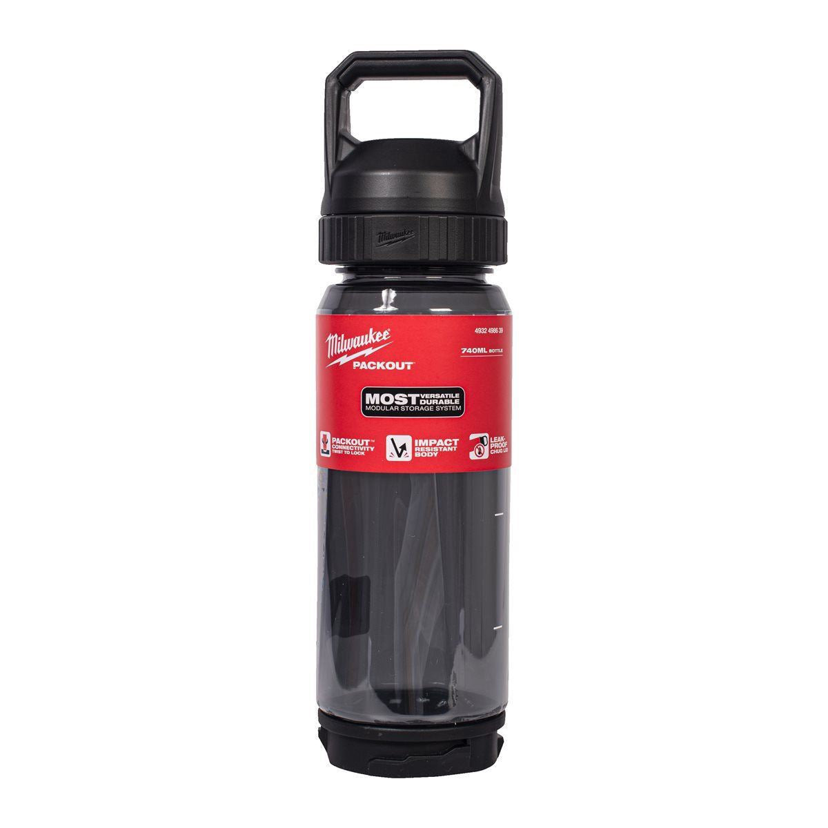 Milwaukee Packout 740ml Plastic Bottle with Chug Lid Black 4932498639