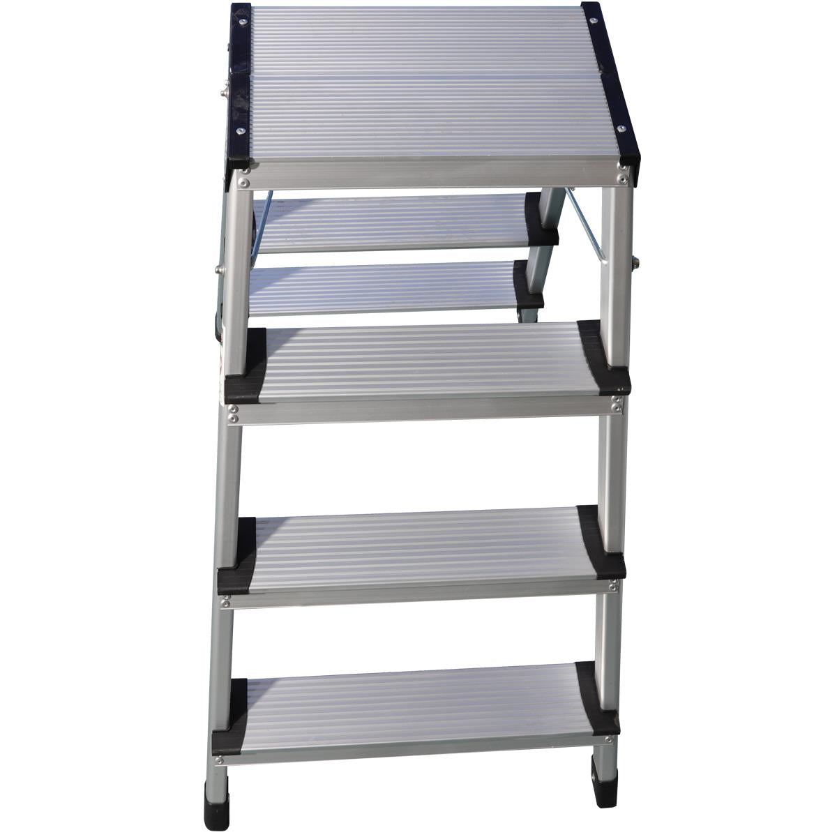 Excel Aluminium Stool Ladder 4 Tread Heavy Duty Folding Hop Up 745mm x 465mm Item Condition Damaged Box