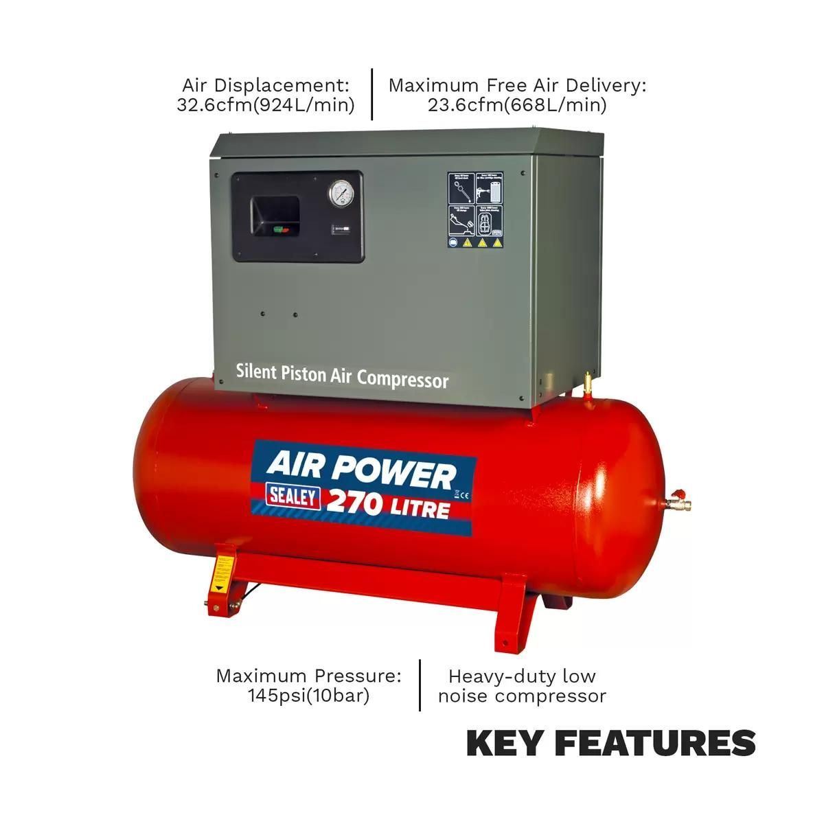 Sealey SAC72775BLN 270ltr Belt Drive Compressor 415V/32A
