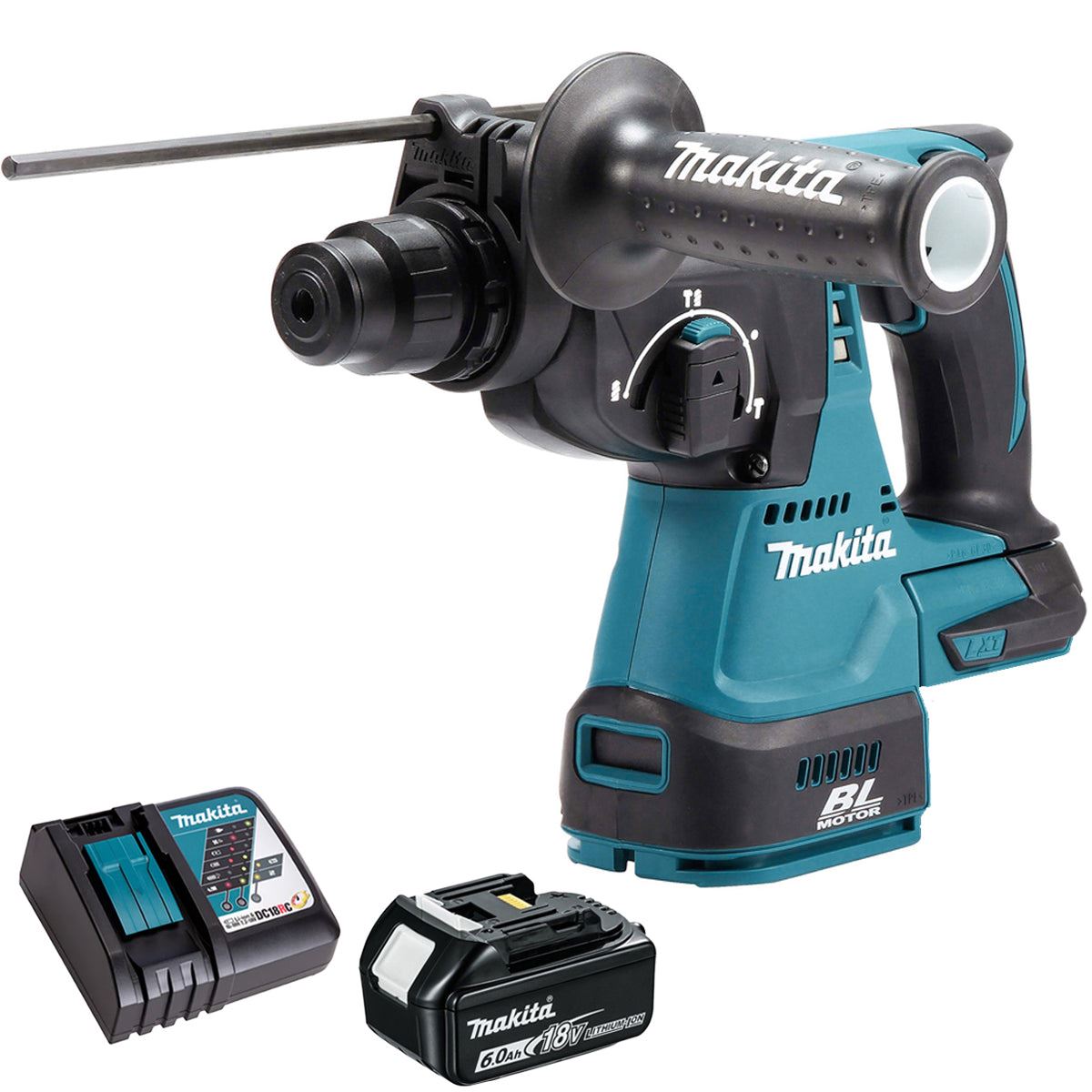 Makita DHR242Z 18V SDS+ Brushless 24mm Rotary Hammer Drill with 1 x 6.0Ah Battery & Charger
