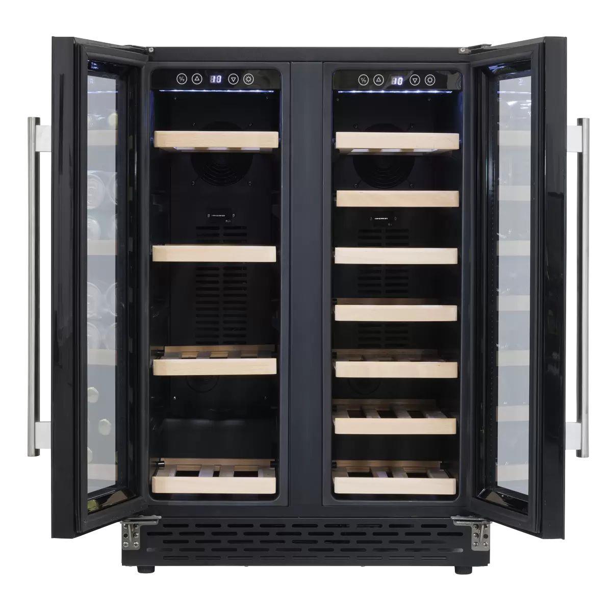 Sealey DH96 Baridi 40 Bottle/120 Can Dual Zone Undercounter/Freestanding Wine & Drinks Fridge Black 230V