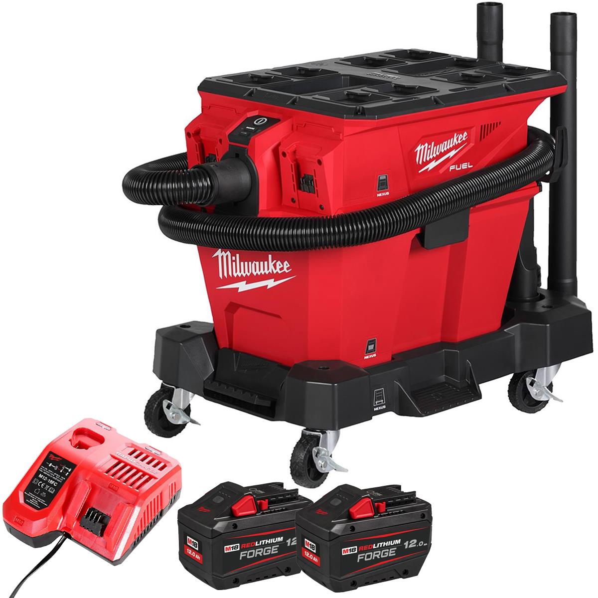 Milwaukee M18F2VC23LG2-0 36V Brushless Wet & Dry Vacuum Cleaner with 2 x 12.0Ah Battery & Charger
