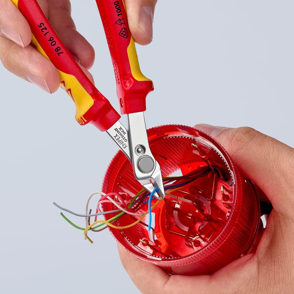 Knipex 125mm VDE Insulated Electronic Super Knips with Multi-Component Grips 78 06 125 SB