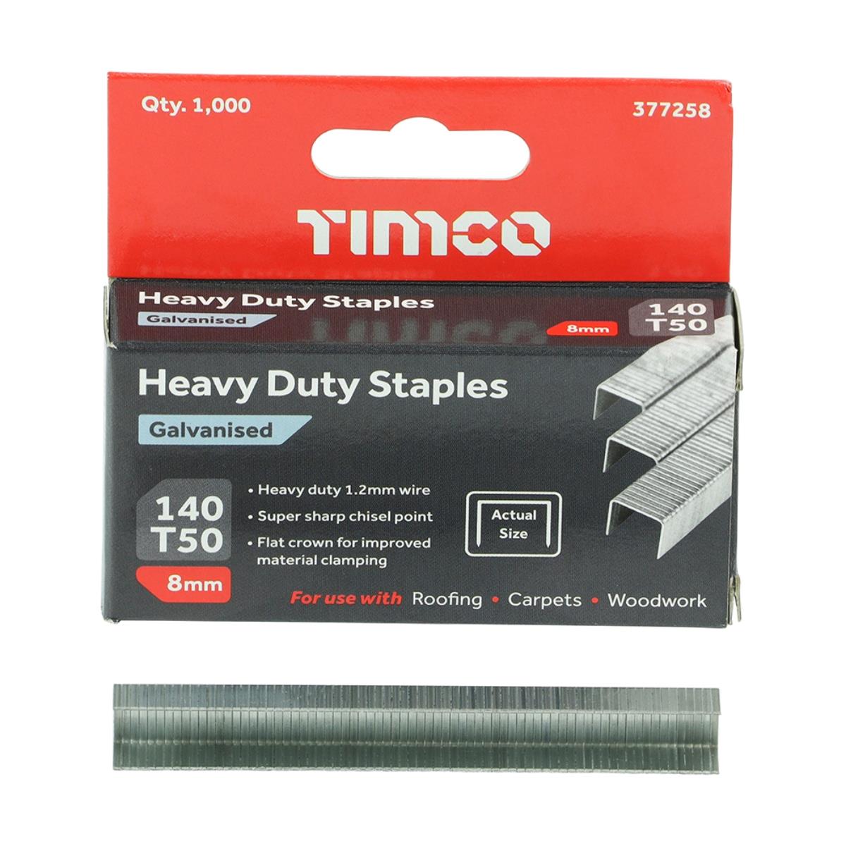FirmaHold 8mm Heavy Duty Chisel Point Galvanised Staples Pack of 1000 - 377258