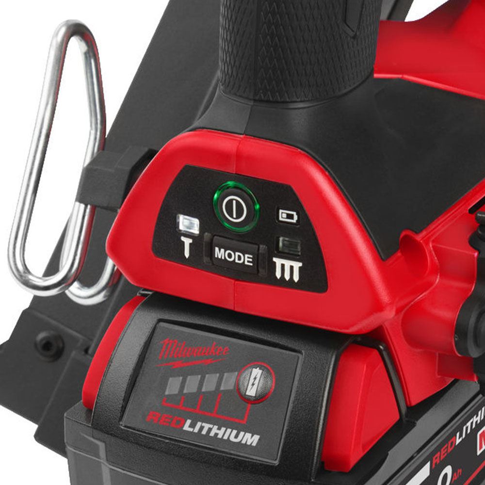 Milwaukee M18FPP2BE-522B 18V Fuel Twin Nail Gun Nailer with 1 x 5.0Ah, 1 x 2.0Ah Battery Charger & Bag 4933492429