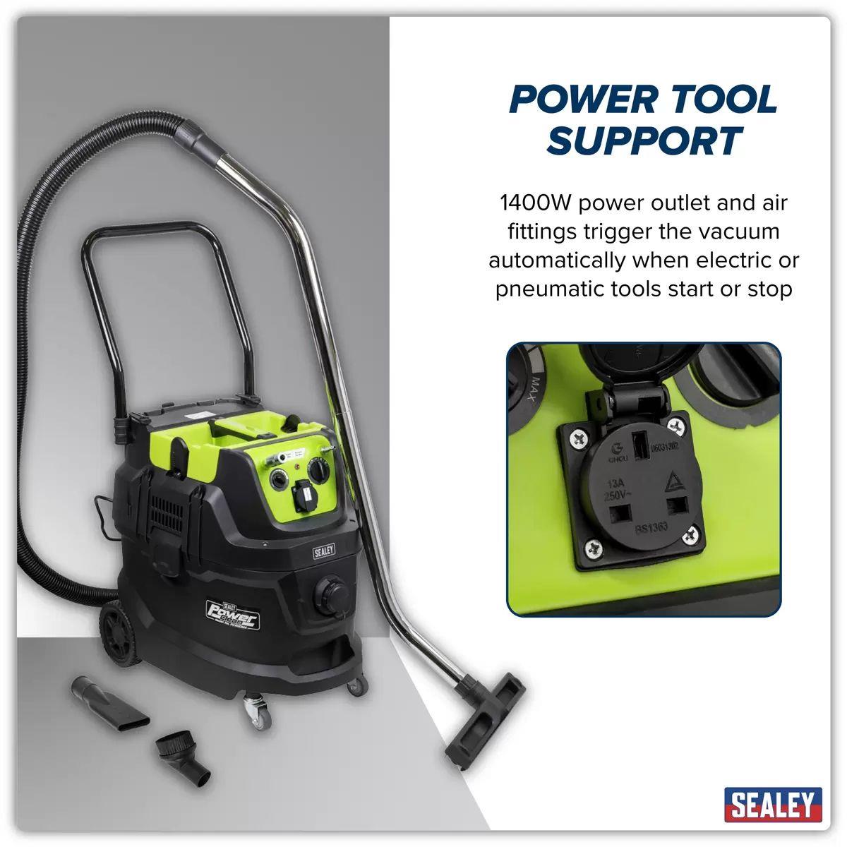 Sealey PC400MA M Class Dust-Free Industrial Wet & Dry Vacuum Cleaner 40L with Autostart for Air 1600W/230V