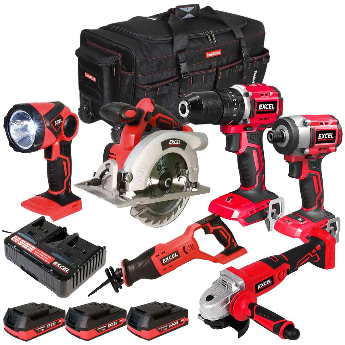 Excel 18V 6 Piece Combo Kit with 3 x 2.0Ah Batteries & Charger EXLKIT-29319