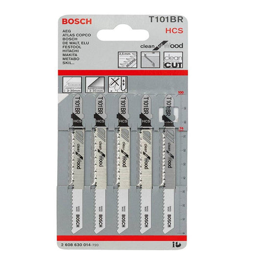 Bosch T101BR Jigsaw Blades For Wood Clean Cut Pack Of 5 - 2608630014