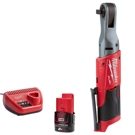 Milwaukee M12FIR38-0 12V 3/8" Fuel Brushless Ratchet with 1 x 2.0Ah Battery & Charger