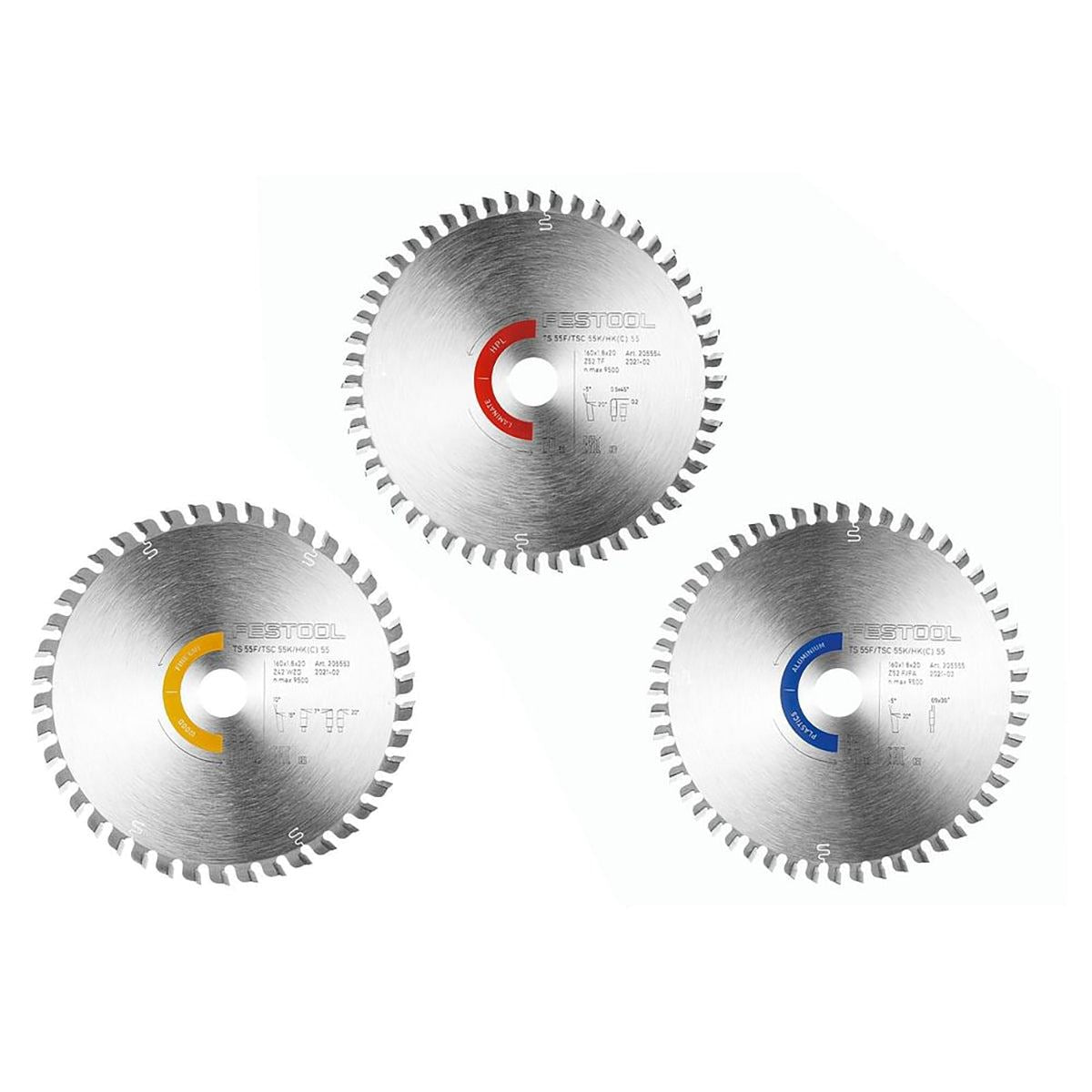 Festool KSB-SORT/3 W/L/A 160x1,8 Circular Saw Blade Set Of 3 - 578564