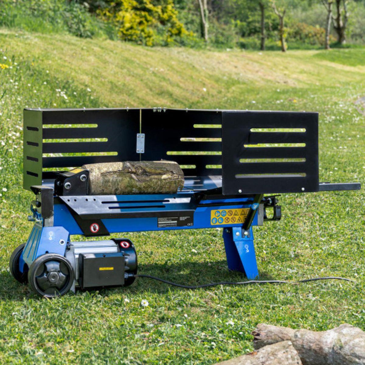 Hyundai HYLS7000HE 7 Tonne Horizontal Electric Log Splitter with Hydraulic Ram Steel Protection Cage 520mm Length